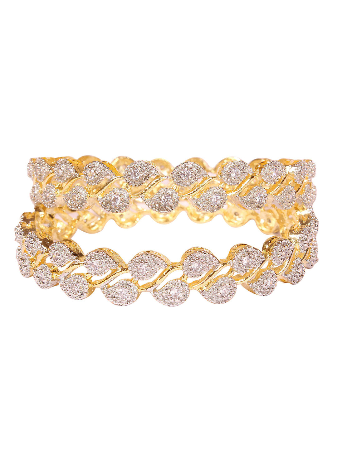 Shiv Jewels Set of 2 Gold-Plated Stone-Studded Bangles