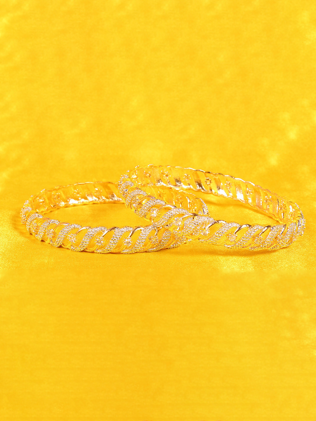 Shiv Jewels Set of 2 Gold-Plated Stone-Studded Bangles