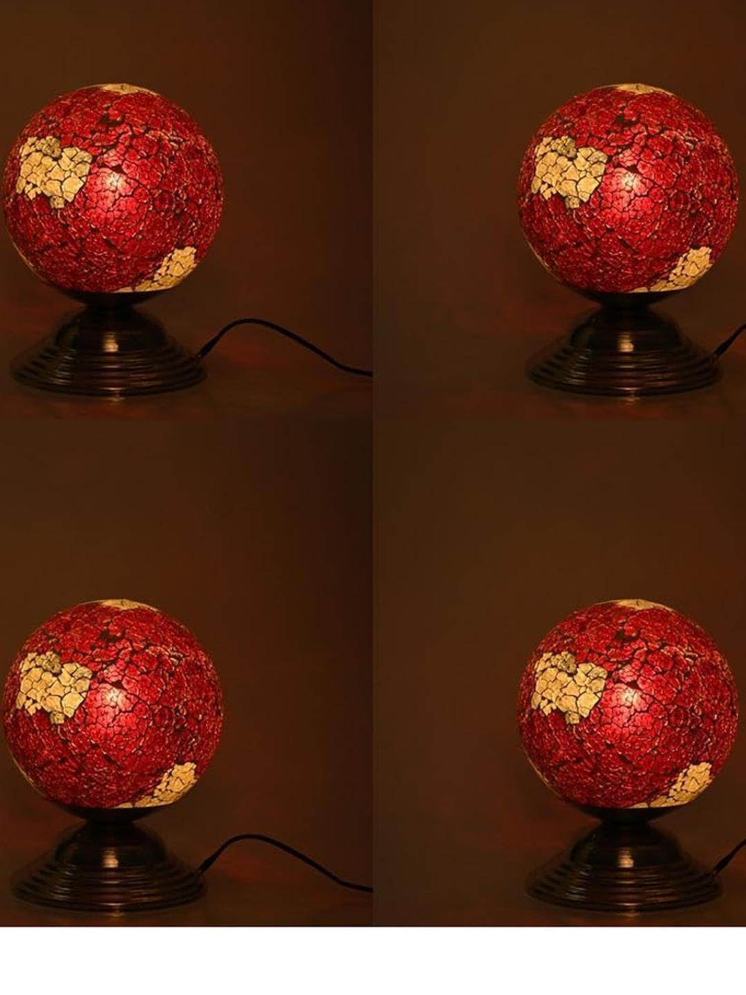 SOMIL Pack Of 4 Red Glass Cylinder Table Lamp