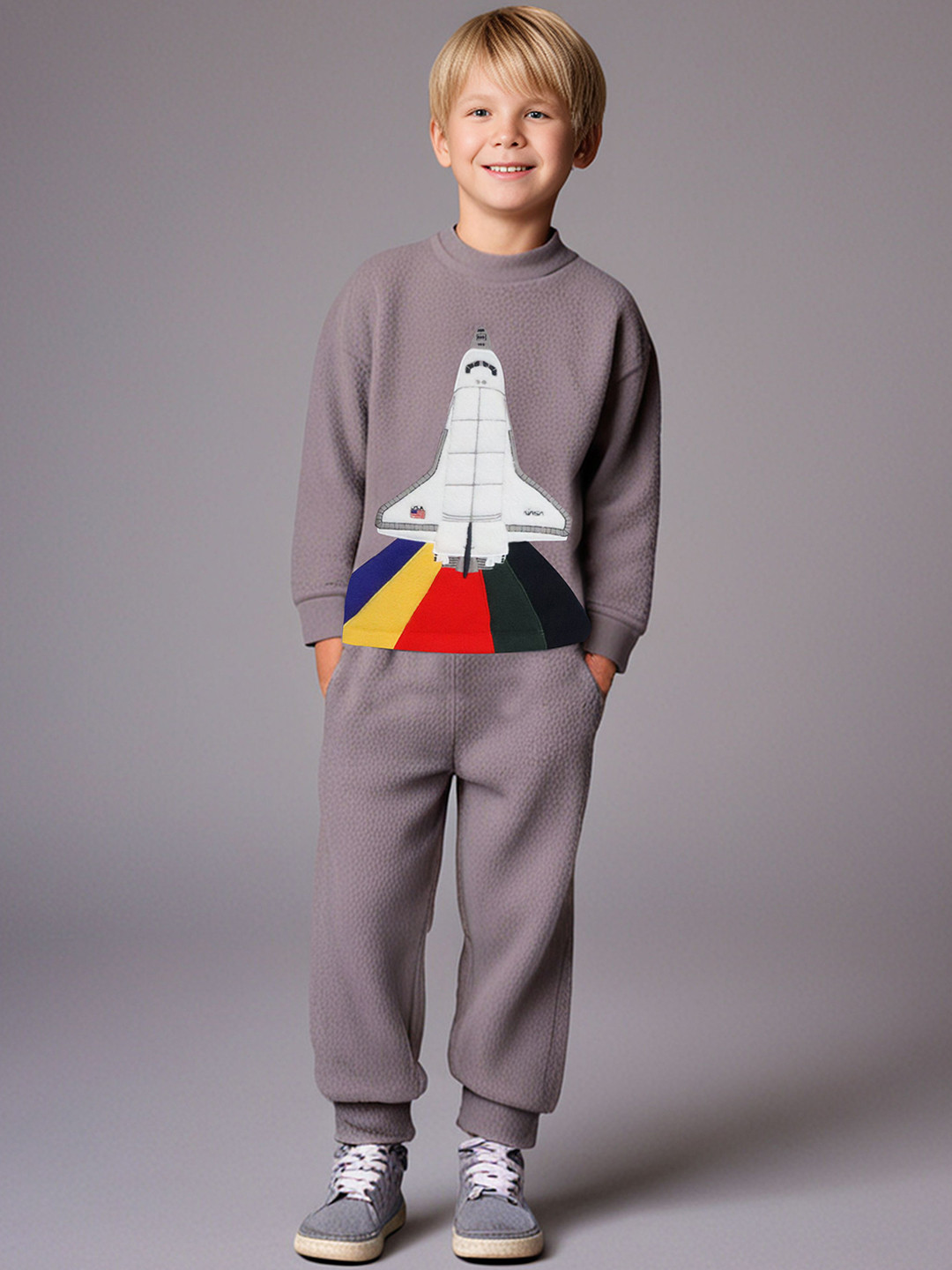 Cherry Crumble Kids Graphic Printed Winter T-shirt With Joggers