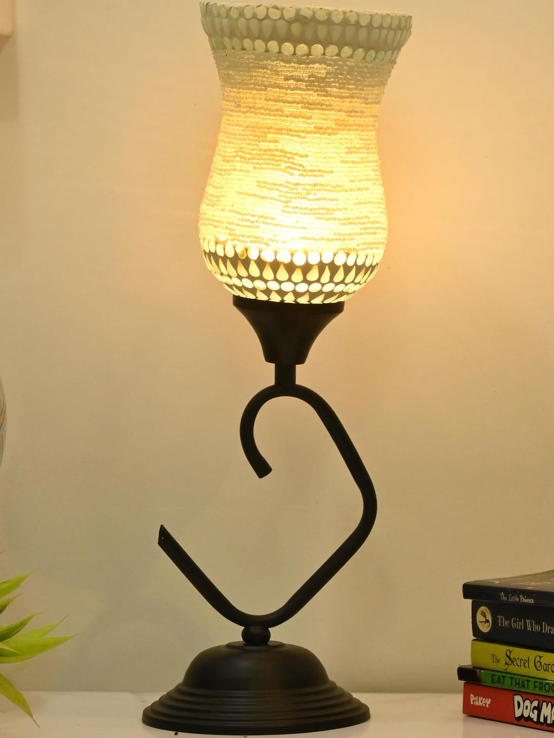 SOMIL White Glass Cylindrical Shaped Table Lamp
