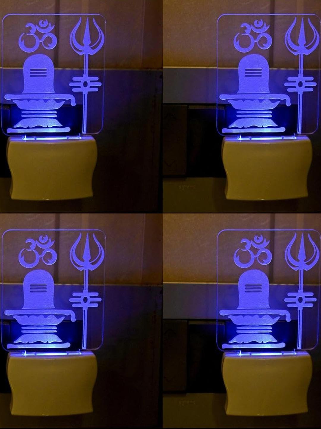 SOMIL Purple & Blue Printed Glass Square Shaped Wall Lamp