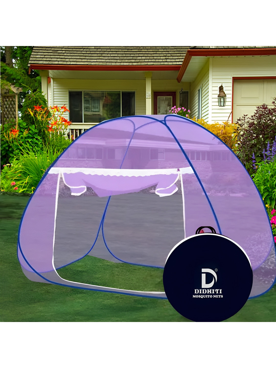 didhiti Purple & White Single Bed Tent Mosquito Net