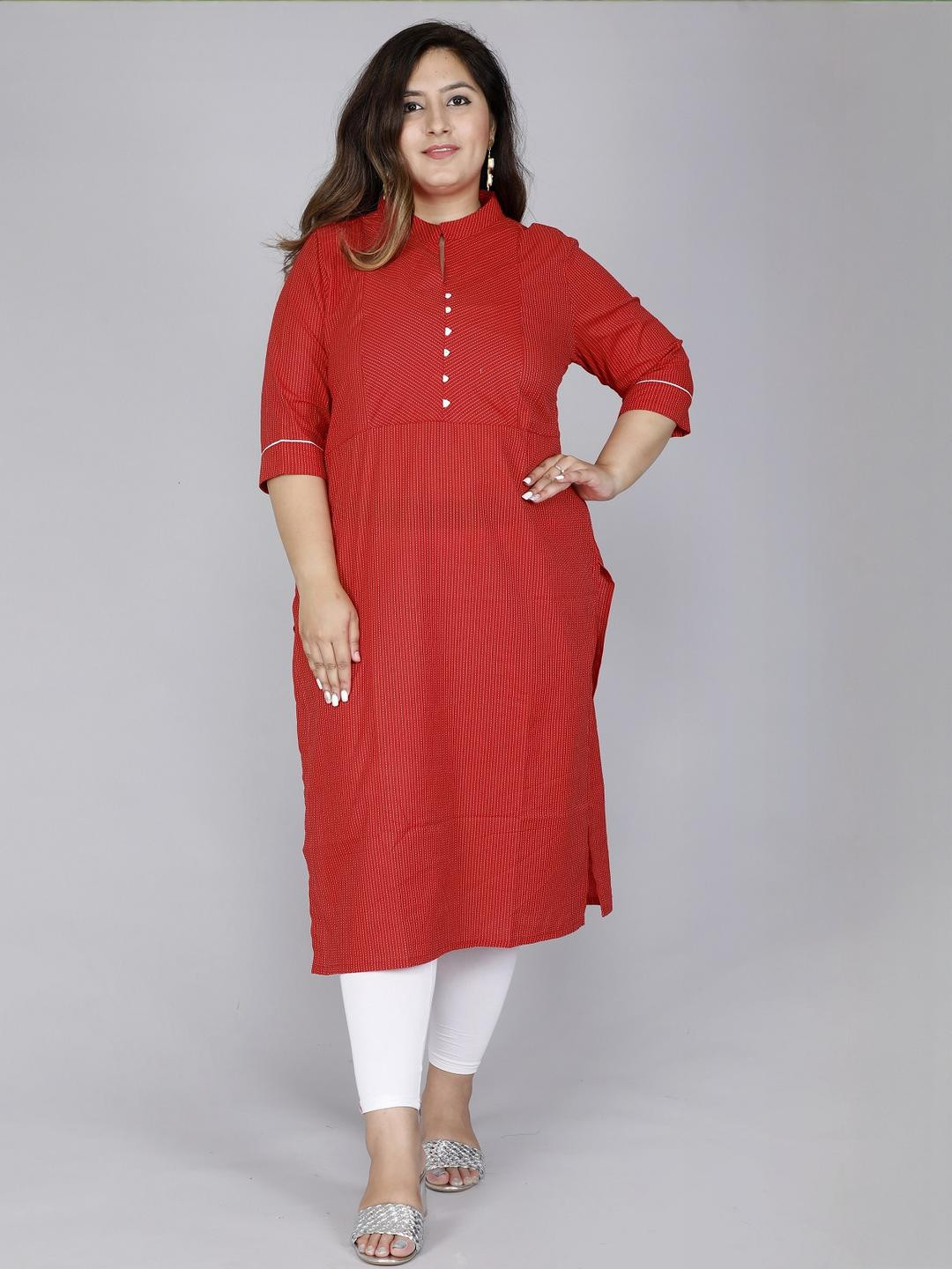 VASAVI Women Red  Cotton Kurtas