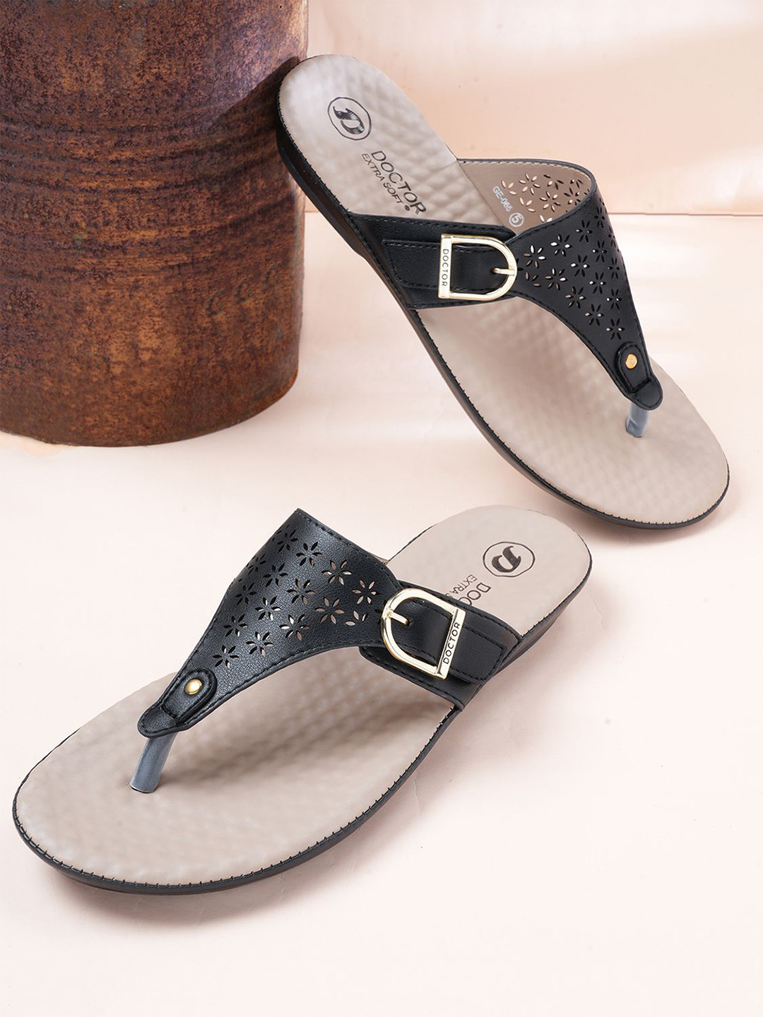 DOCTOR EXTRA SOFT Women T-Strap Open Toe Flats