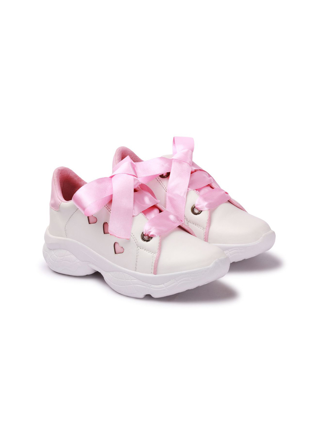 X XIOTA Women Colourblocked Ribbon Lace-up Round Toe Chunky Sneakers with Bows