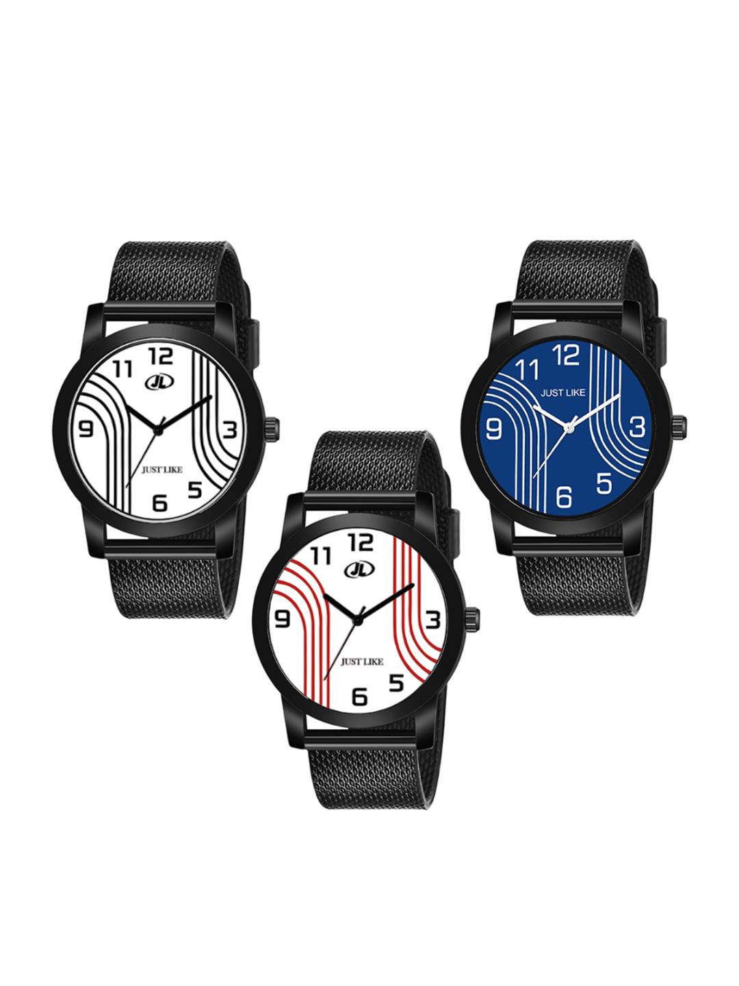 JUST LIKE Unisex Pack of 3 Printed Dial & Textured Straps Analogue Watch WATGGZYEHFYWDTNY