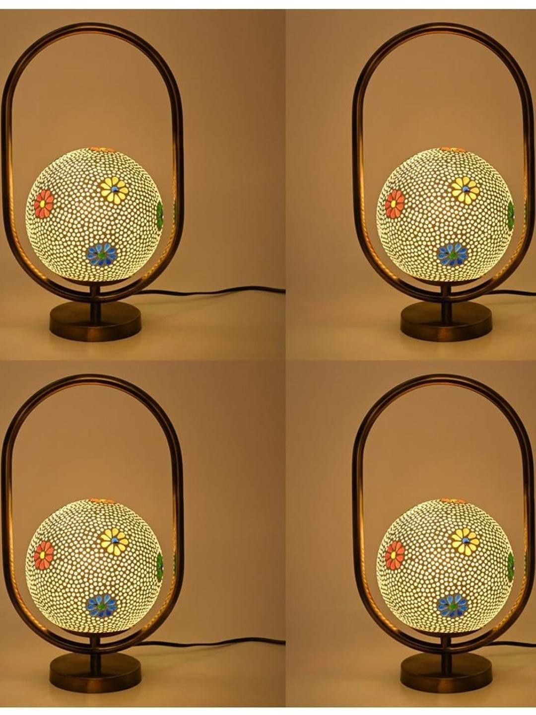 SOMIL Printed Glass Cylindrical Shaped Table Lamp