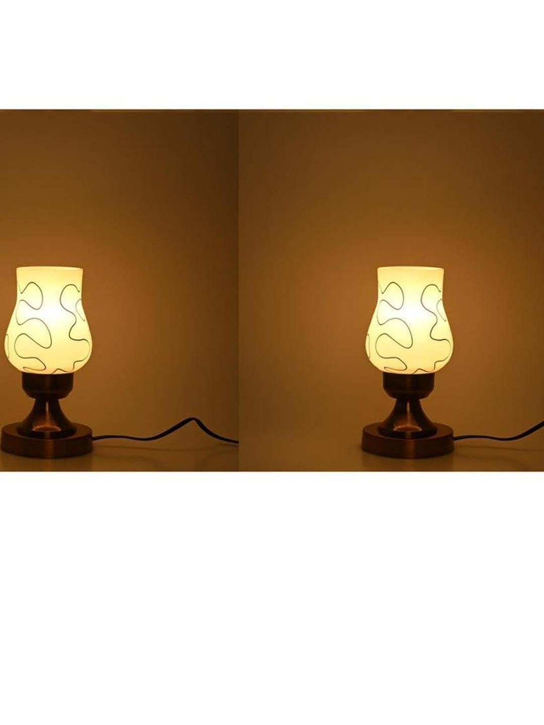 SOMIL White Printed Glass Decorative Table Lamp