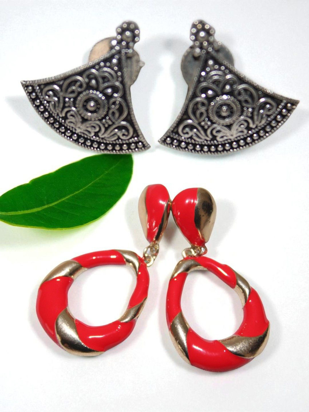 Jolly Faces Set of 2 Teardrop Shaped Drop Earrings