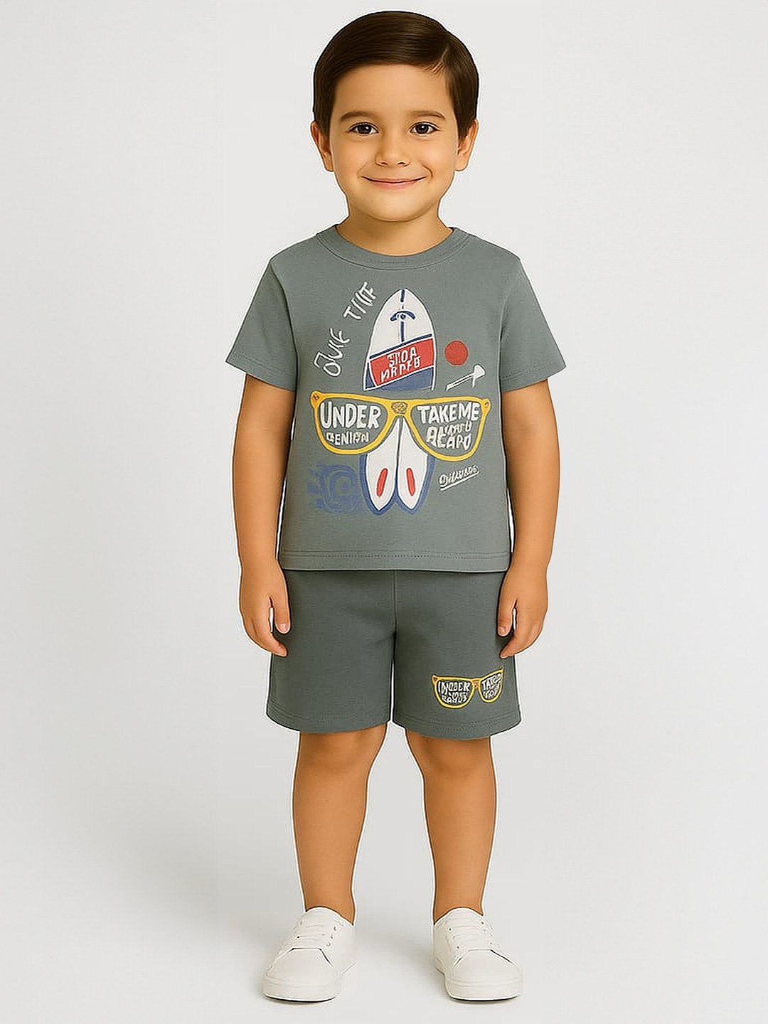 BAESD Boys Printed Short Sleeves Pure Cotton T-shirt With Shorts