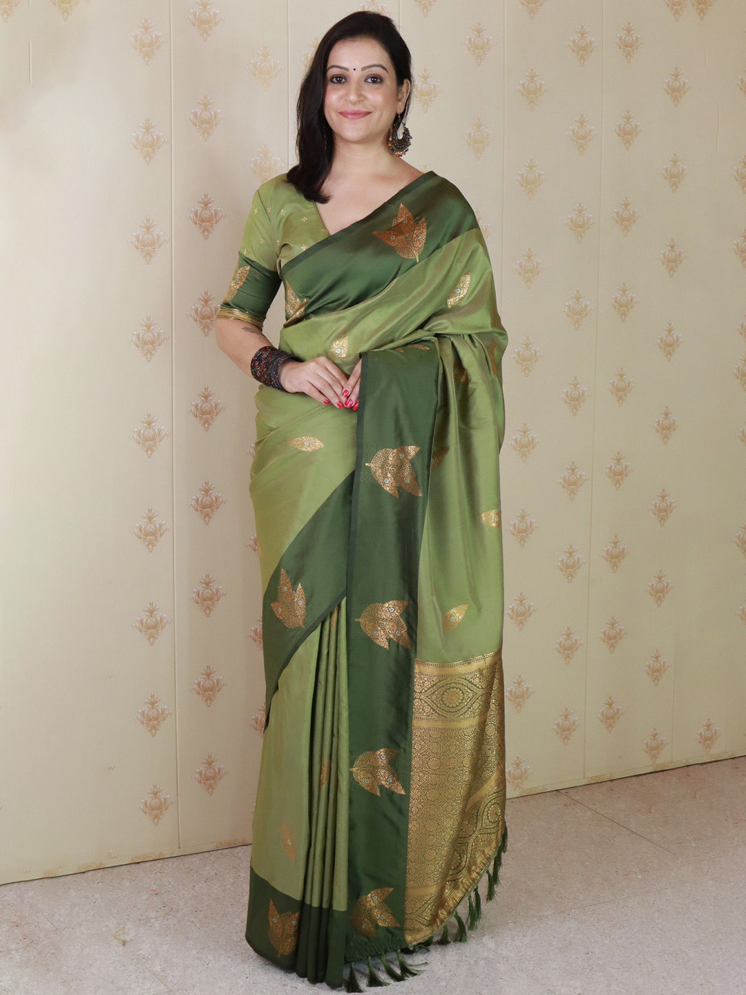 all about you Woven Design Zari Silk Blend Banarasi Saree