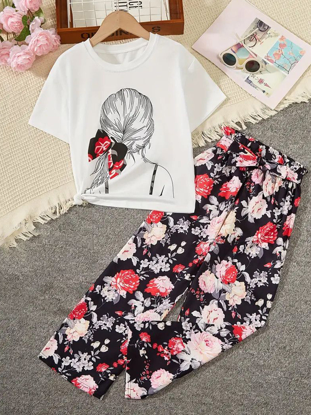 Porpy Girls Printed T-shirt with Palazzos