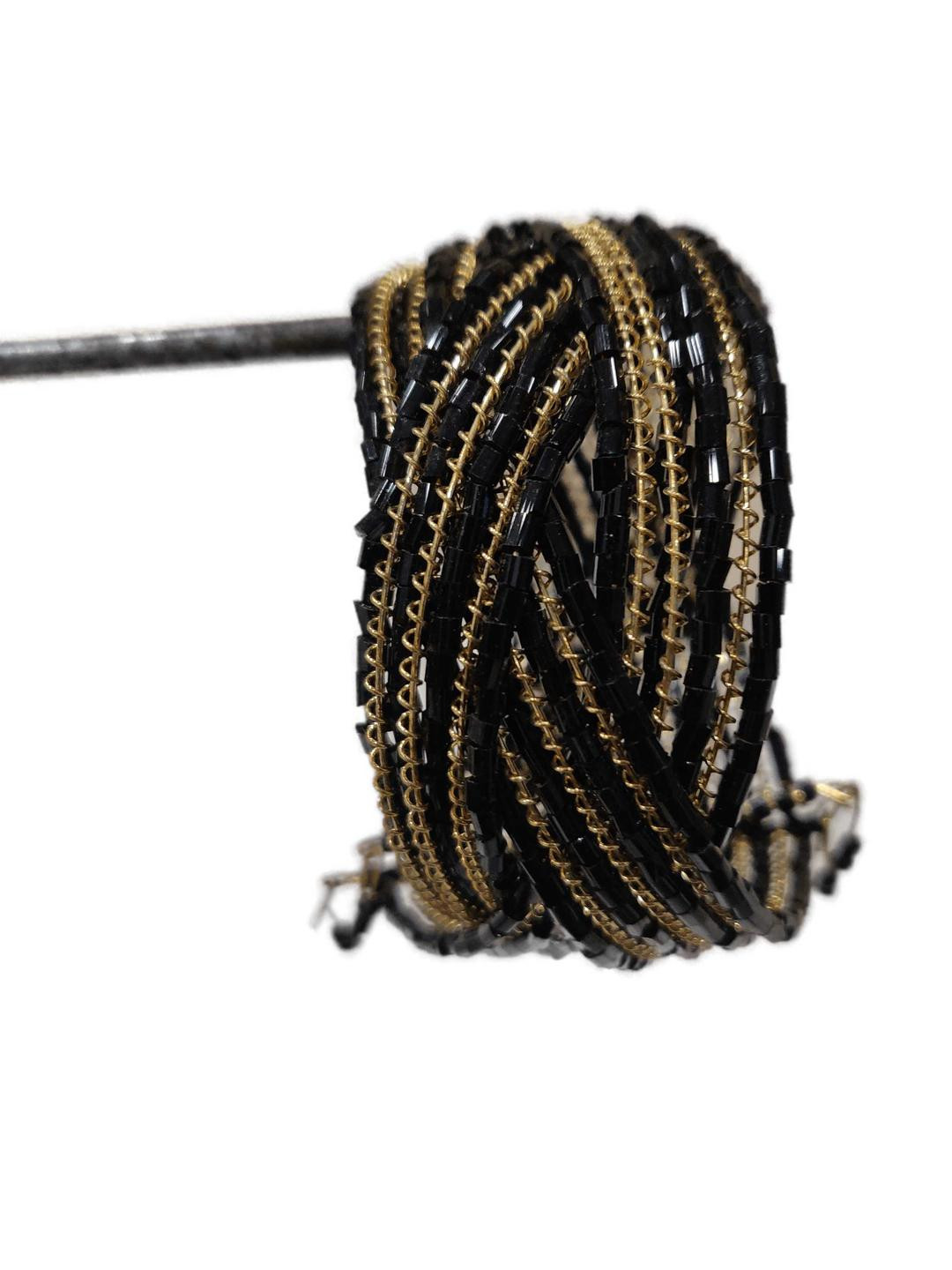 Grace Collections Women Black & Gold Artificial Beads Handcrafted Bangle-Style Bracelet