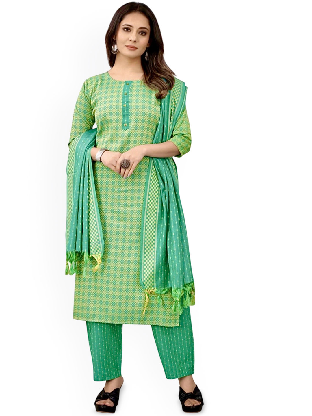 Andheriyas Collection Women Floral Regular Kurta with Trousers & With Dupatta