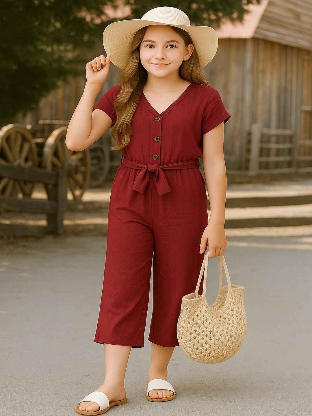 Naida Girls Basic Solid Jumpsuit