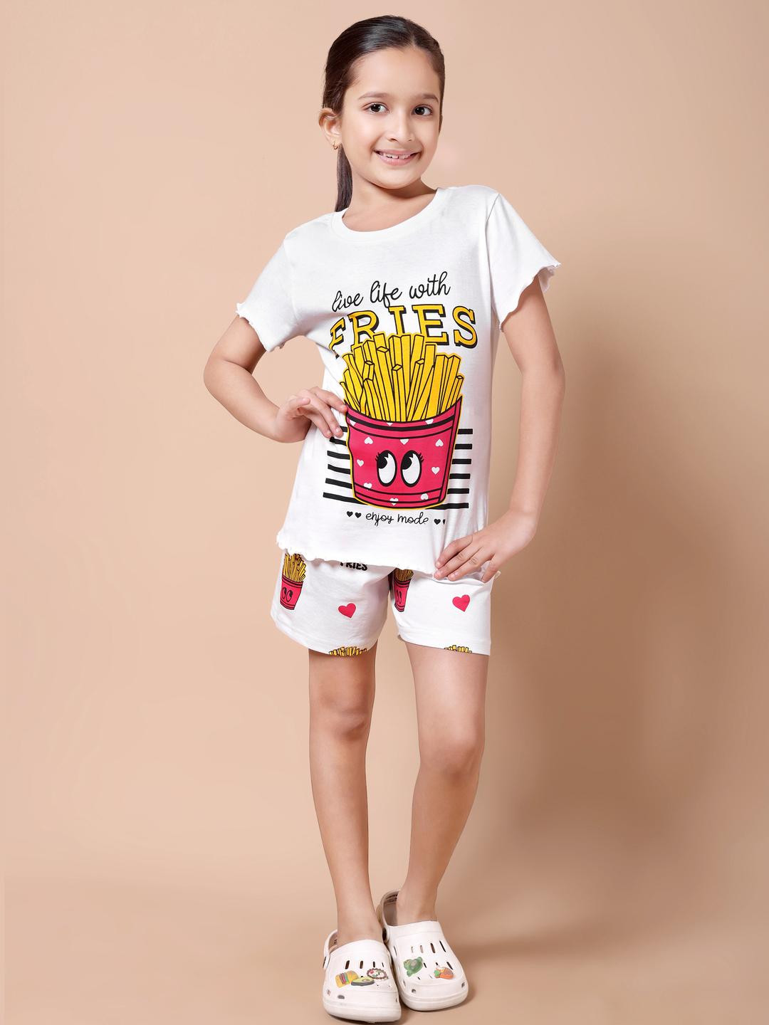 FREEZE & FROST Girls Cream Clothing Set