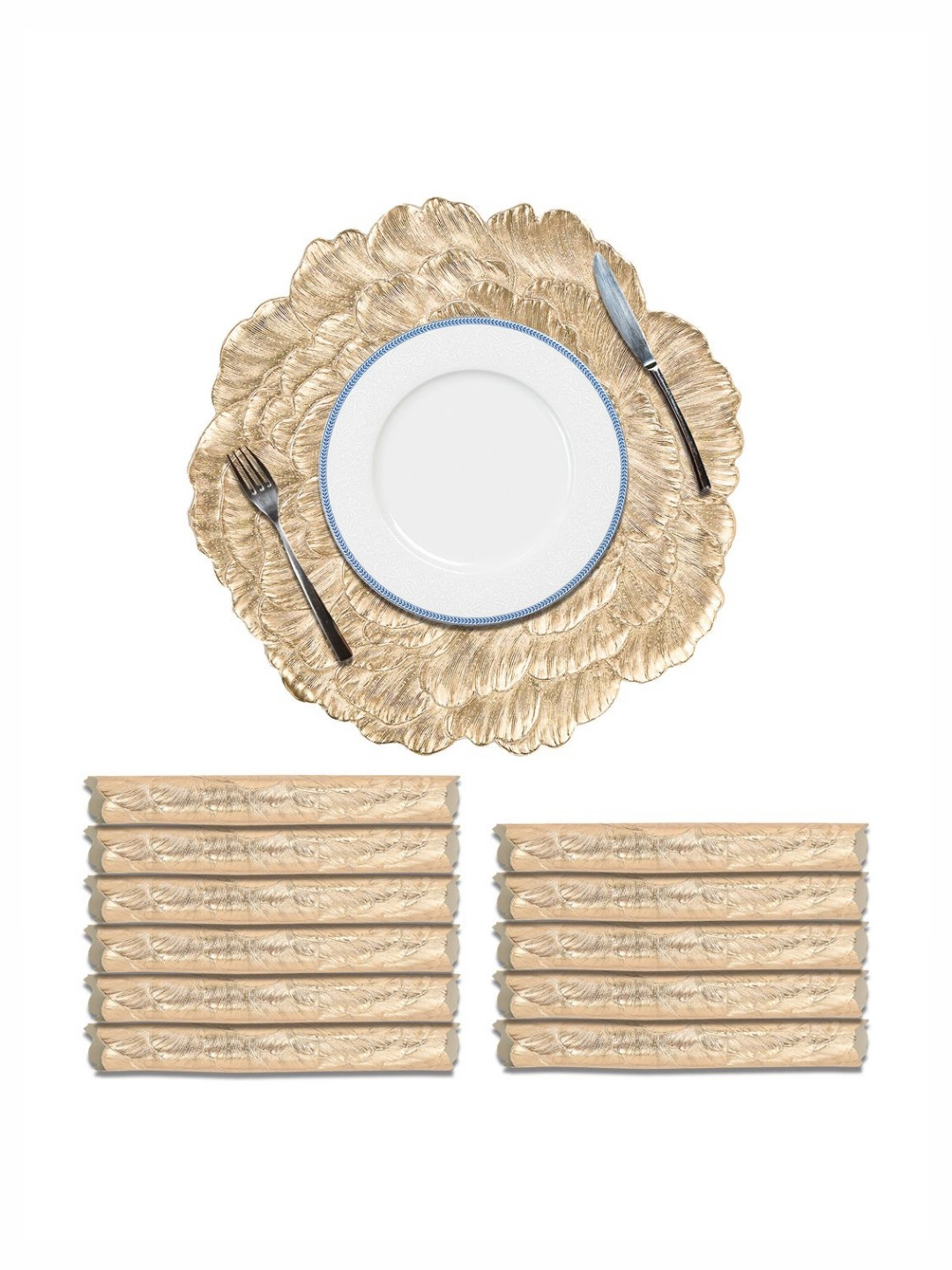 Aura 12-Pcs Textured Heat-Resistant Round Table Placemats