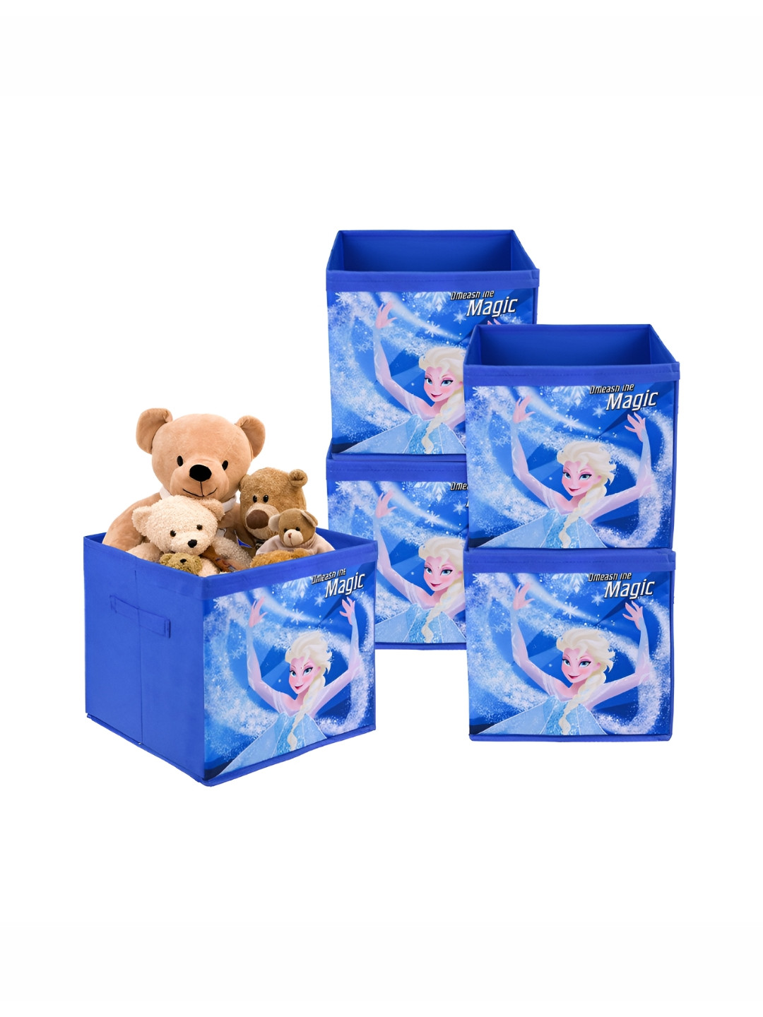 YK Blue & White 5 Pieces Frozen Printed Storage Box Organisers