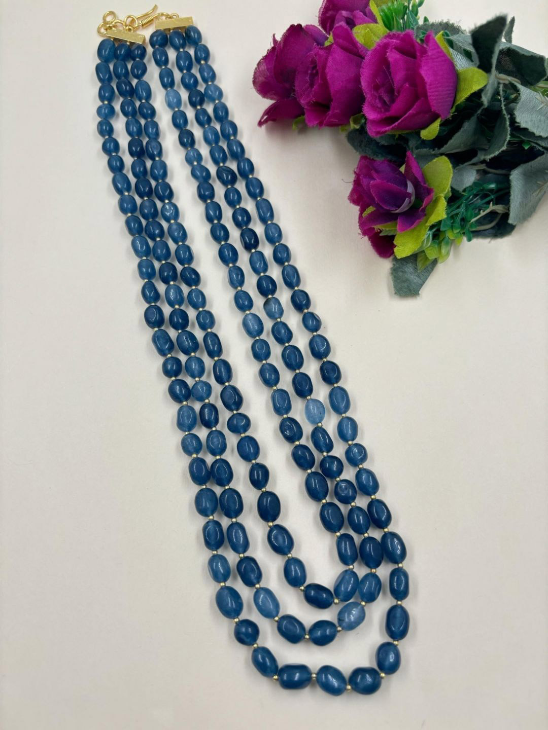 Gehna By  Beadazzled Unisex Real Stones Beaded Layered Statement Necklace