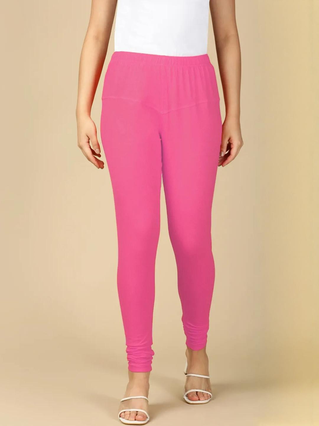 HAYA Women Pink Solid Full Length Cotton Legging