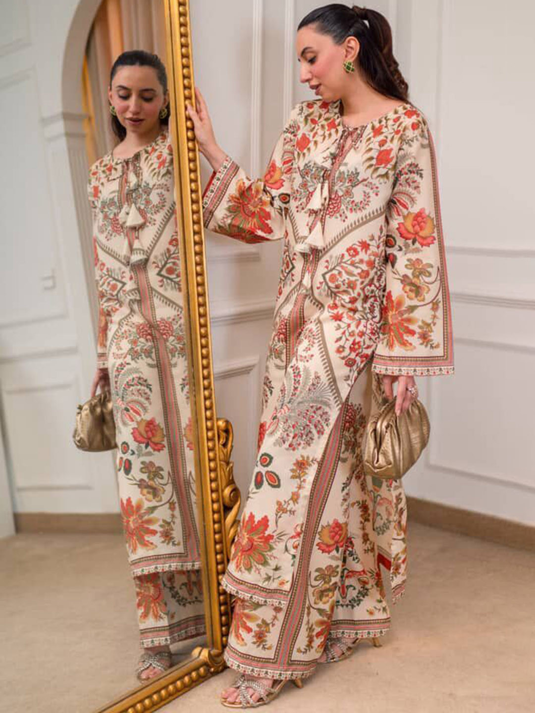 DESIGN ELEMENTS Women Ethnic Motifs Printed Cotton A-Line Kurta with Palazzos