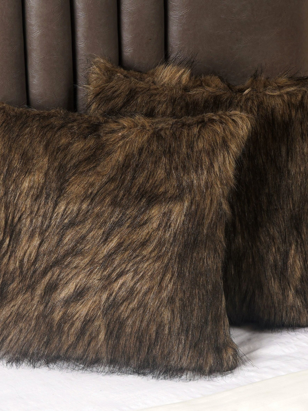 THE ARTMENT Brown 2 Pieces Square Cotton Cushion Covers