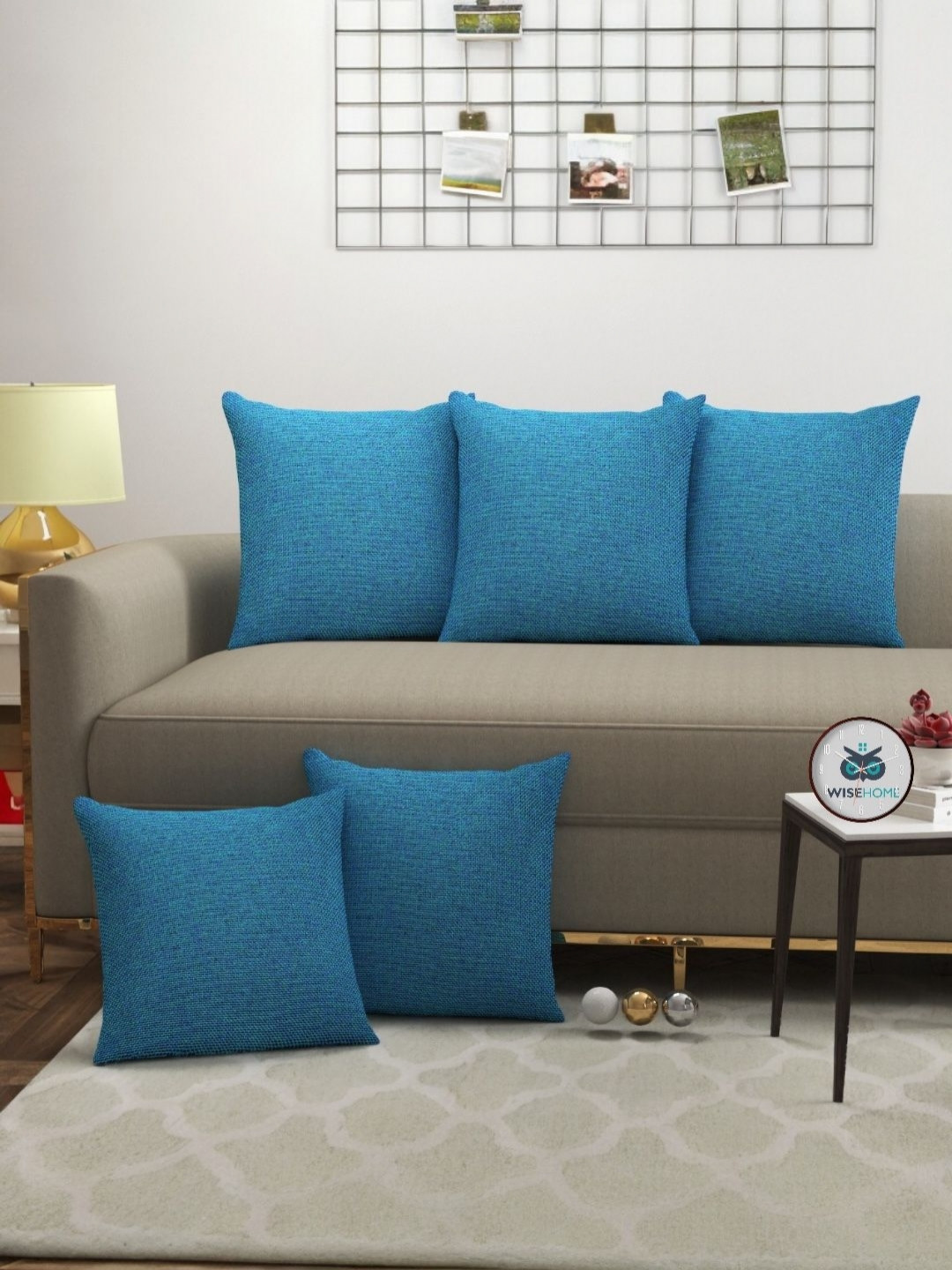 WISE HOME Blue 5 Piece Cushion Covers