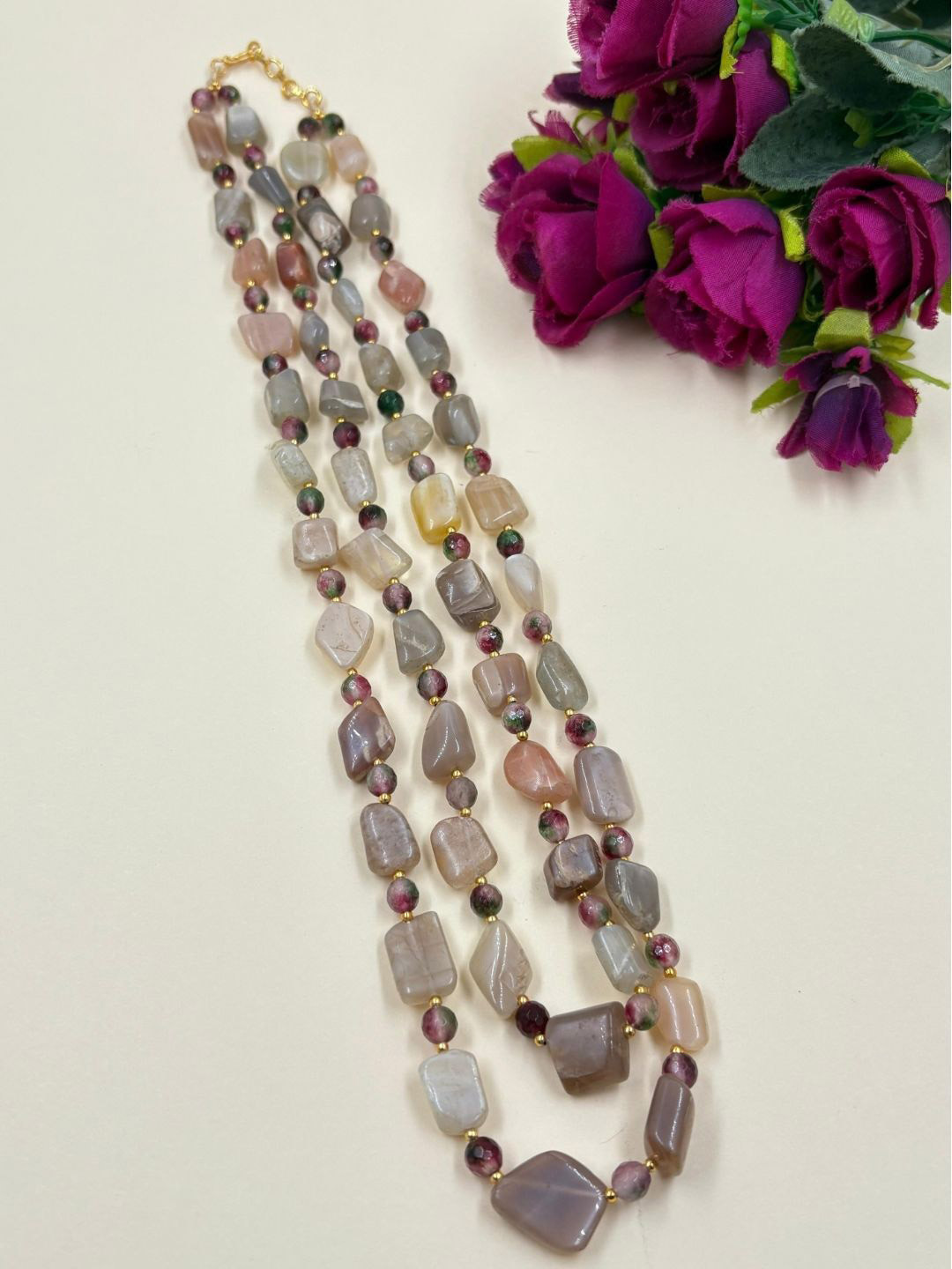 Gehna By  Beadazzled Agate Beaded layered Statement Necklace