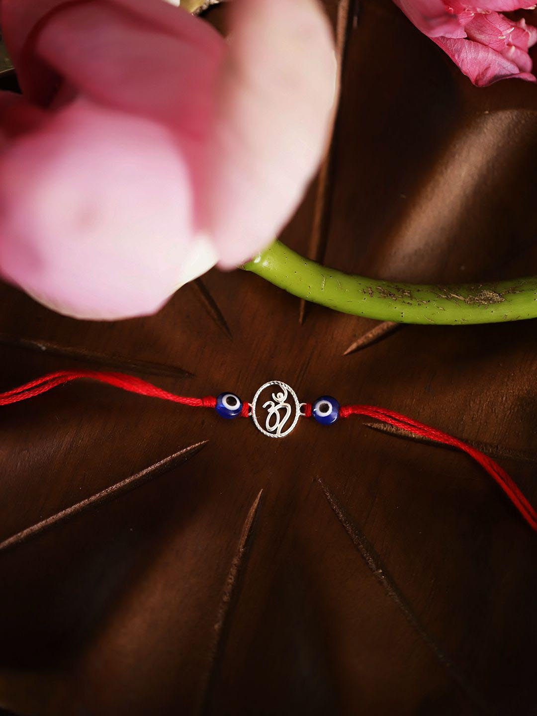 BONKIDS Kids 925 Silver Ohm & Evil Eye Thread Rakhi