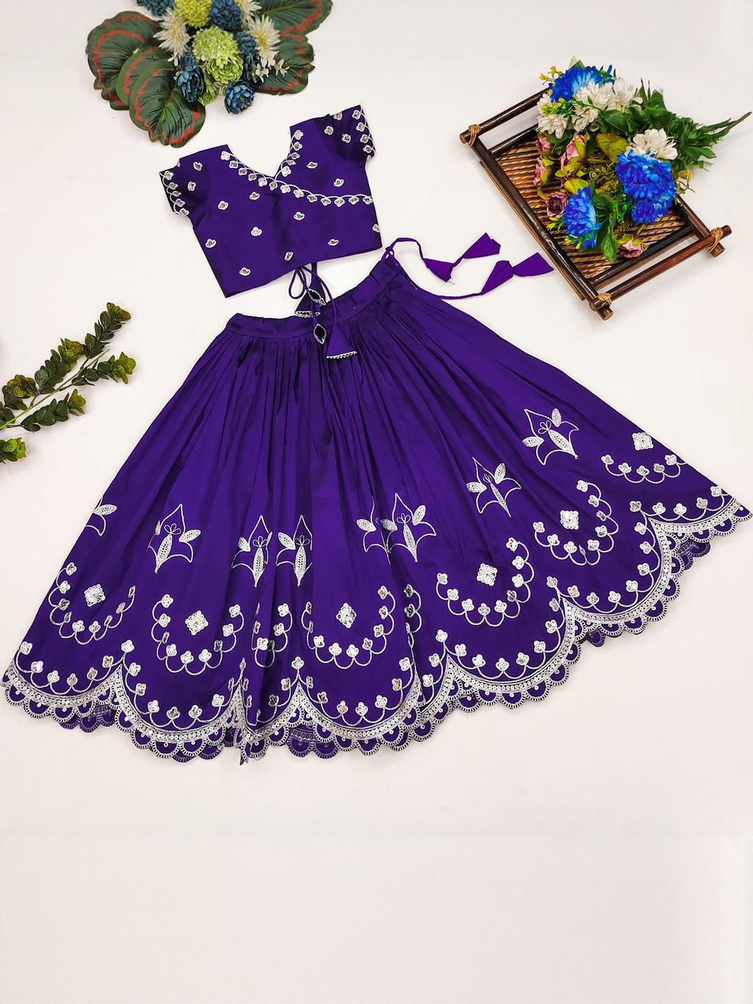 RJ ONLINE Embroidered Silk Lehenga Choli