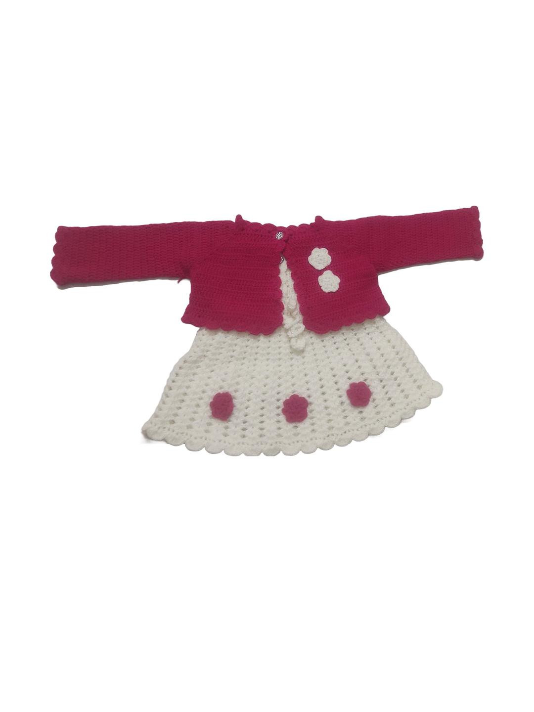 Cute Collection Crochet Woollen Fit & Flare Dress