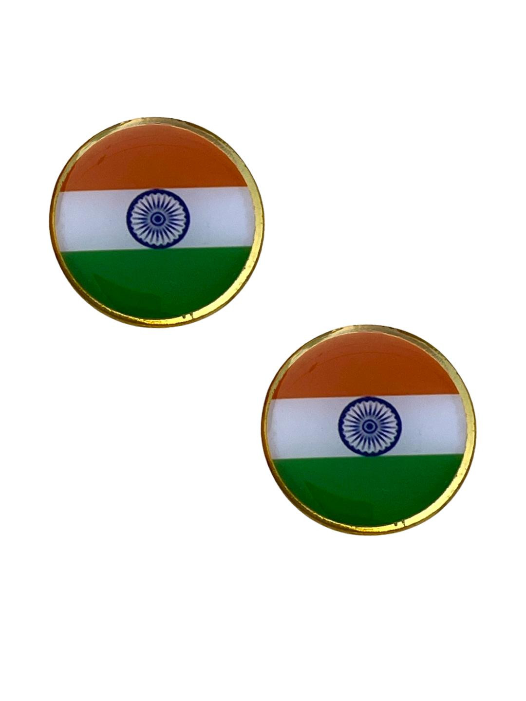 FURE Gold-Toned Plated Magnetic Indian Flag Lapel Pin Brooch