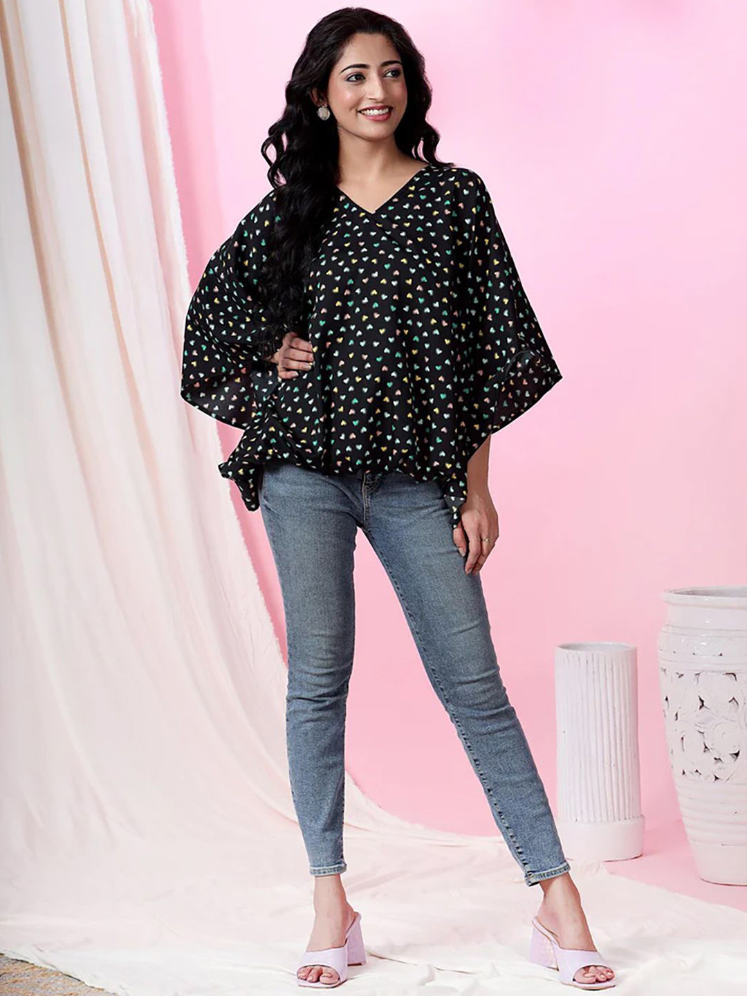 House of Kaftan Women Kimono Sleeve Cotton Kaftan Top