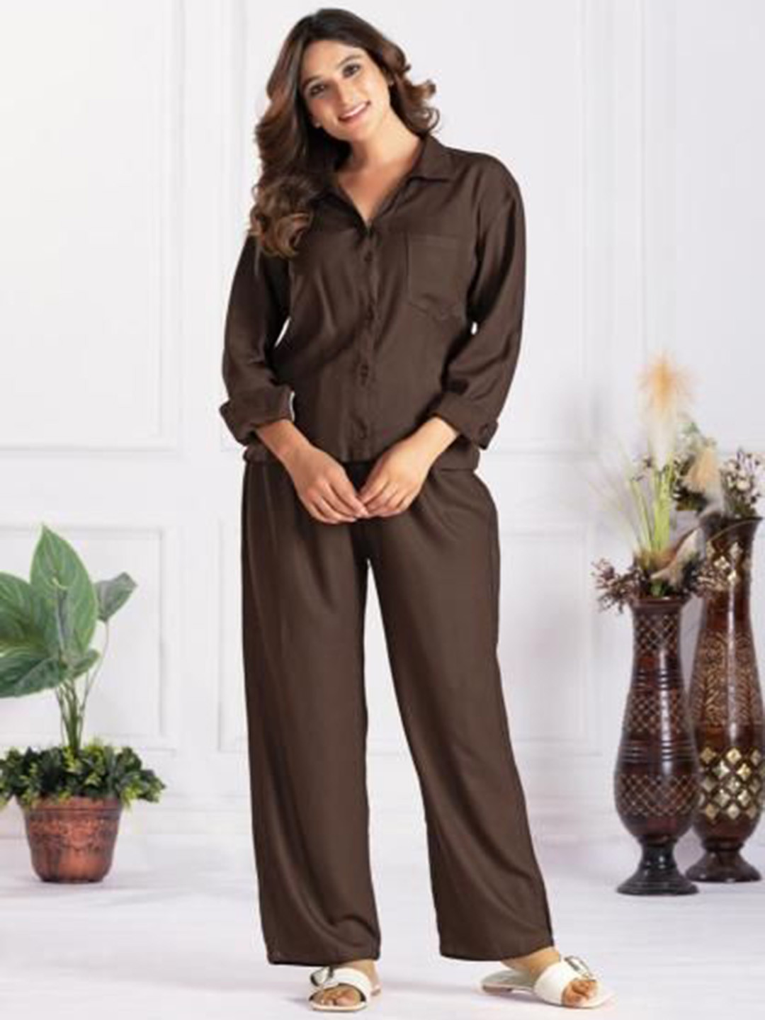 MODA-Q Collared Shirt & Trousers Co-Ord Set