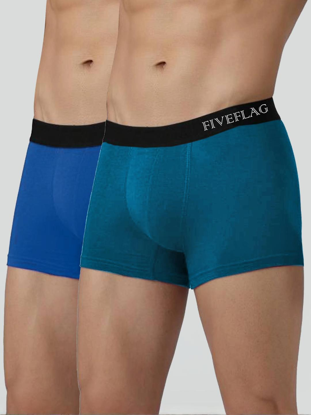 FiveFlag Men Blue & Cyna Pack Of 2 Trunks