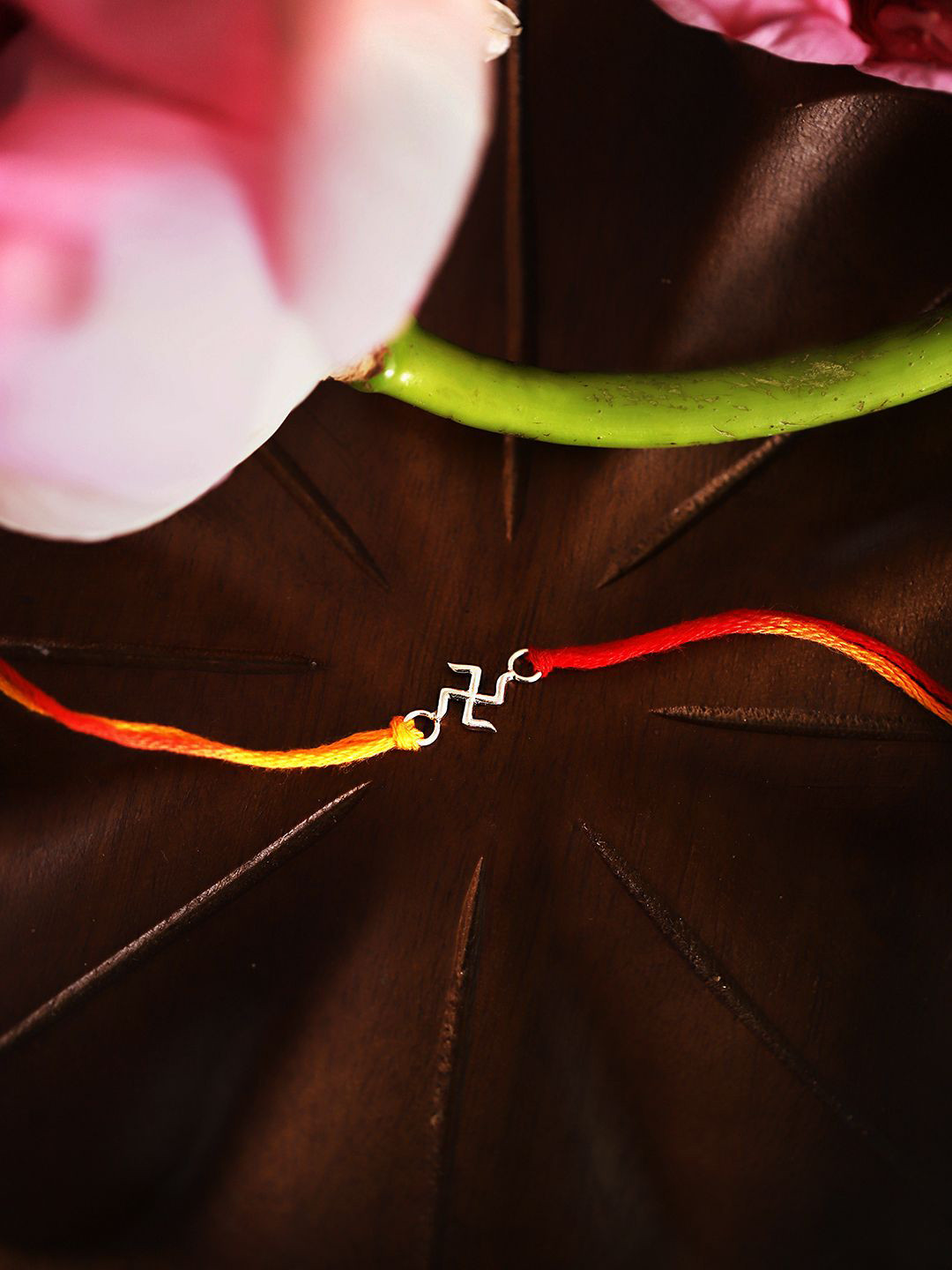 BONKIDS Kids 925 Silver Swastik Thread Rakhi