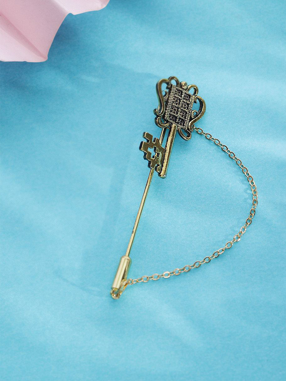 ELLIS Men Vintage Key Minimal Lapel Pin Brooch