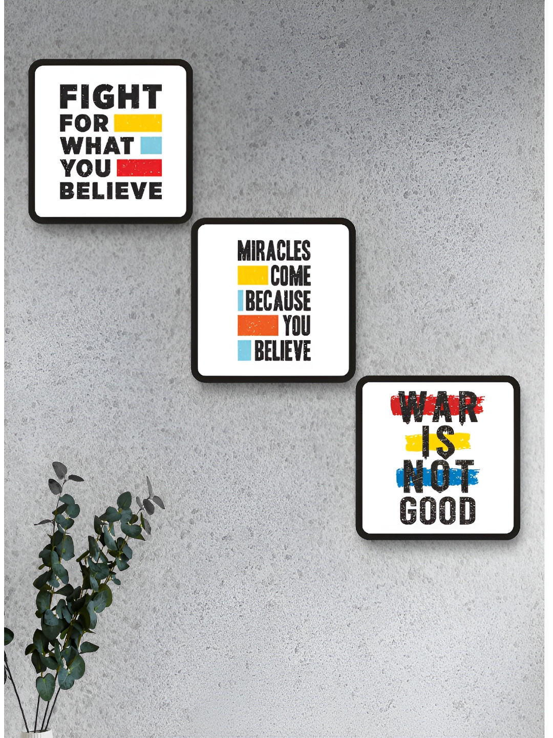 Livin'luxe Set of 3 Black Frame Inspirational Quotes Wall Art