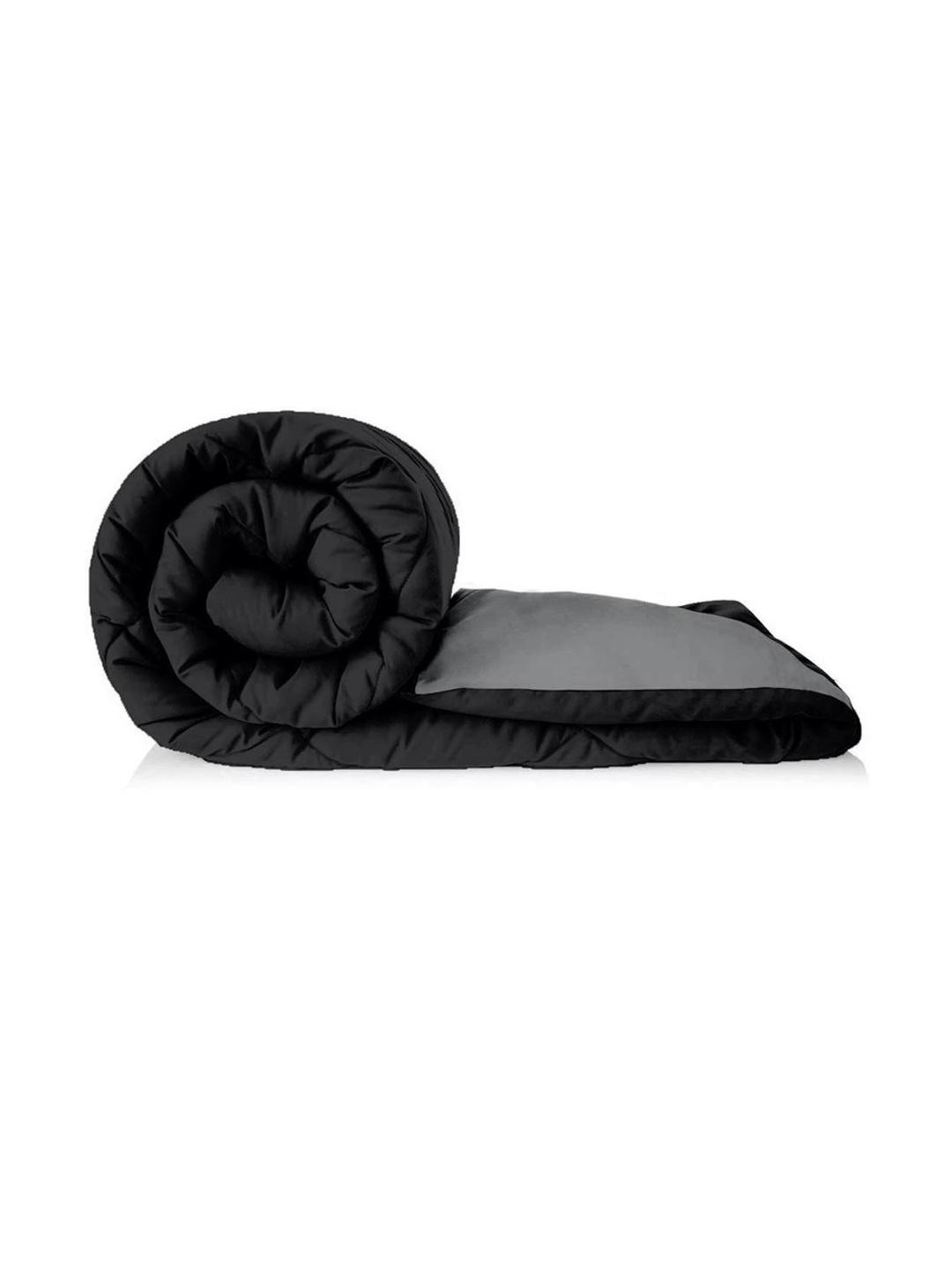 Doristyle Black 250 GSM Checked Microfiber Double Bed Comforter