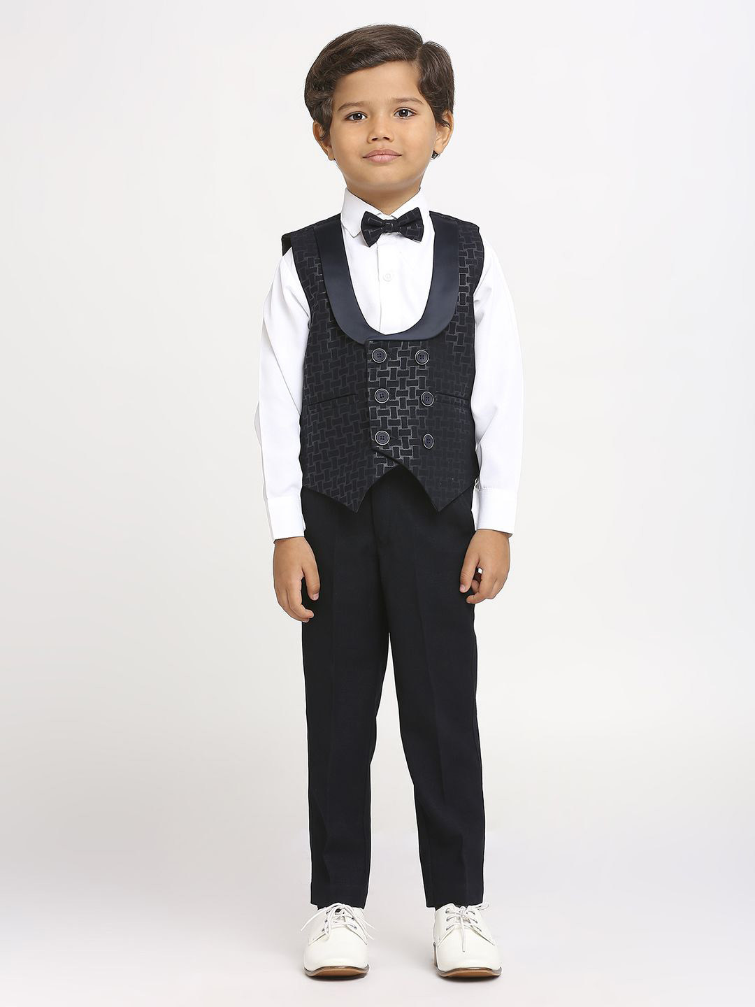 YK Boys Embossed Double-Breasted Four-Piece Party Suit