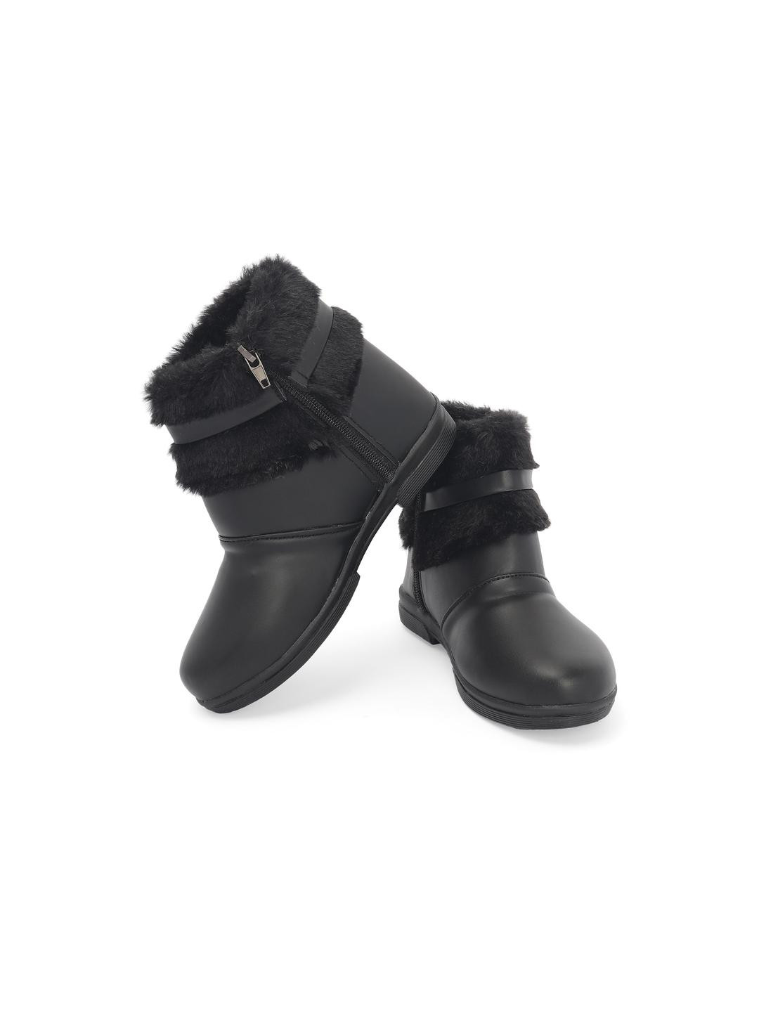 Freeplay Girls Ankle Boots Faux Fur & Crystal Buckle