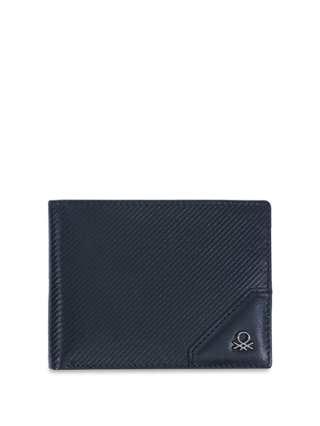 United Colors of Benetton Men Textured Leather Two Fold Wallet with SIM Card Holder