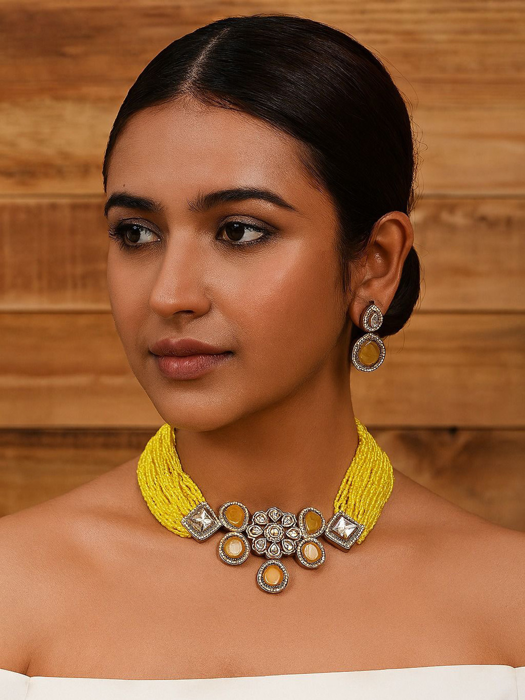 TJC Monalisa Stone-Studded & Beaded Jewellery Set