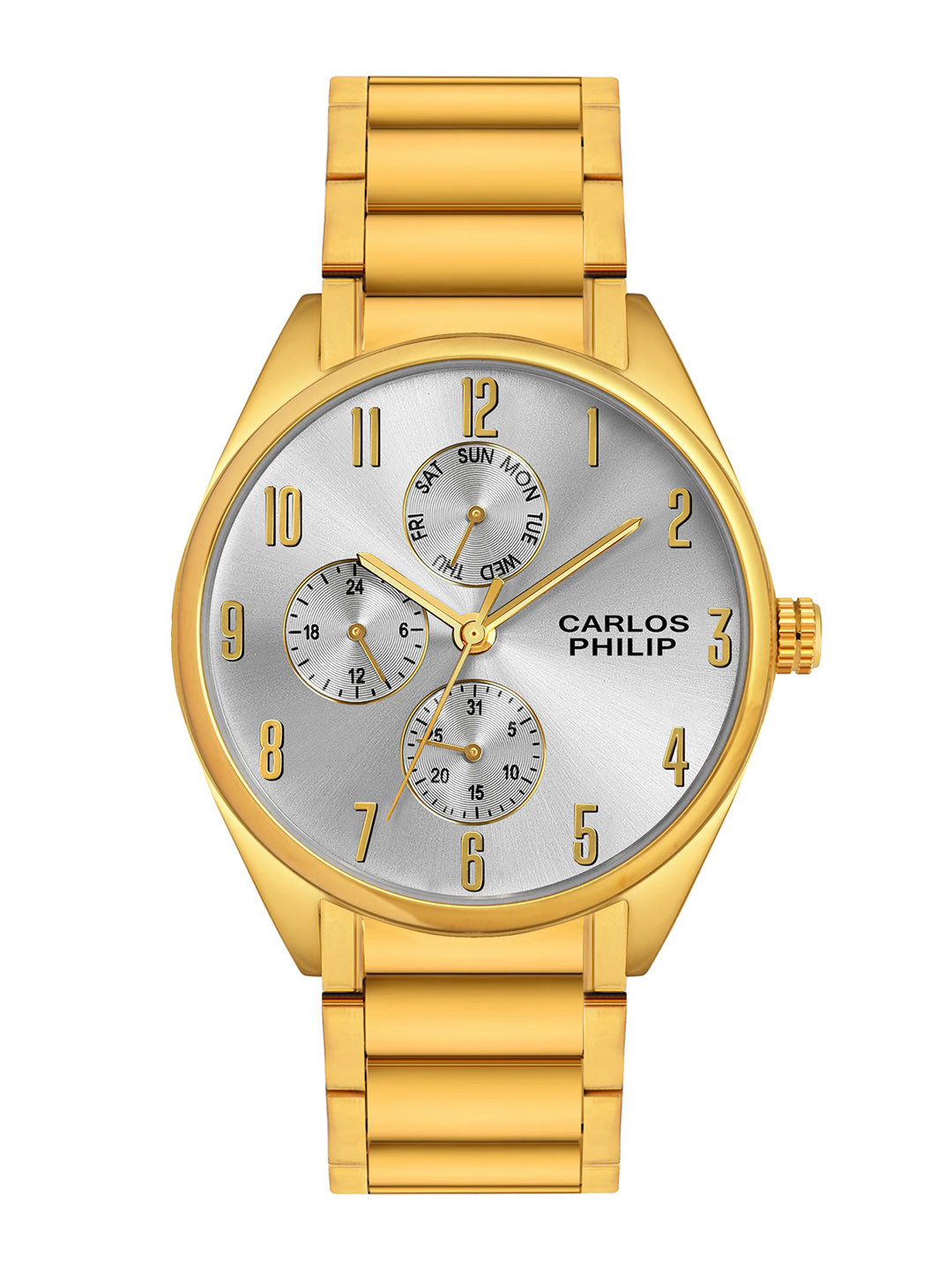 CARLOS PHILIP Men Bracelet Style Straps Analogue Watch Core RSG 16 Silver IGP