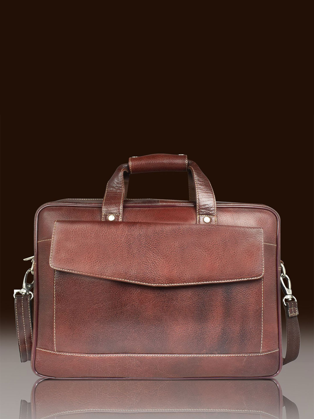 Ajanta Men Leather Adjustable Shoulder Strap Laptop Bag