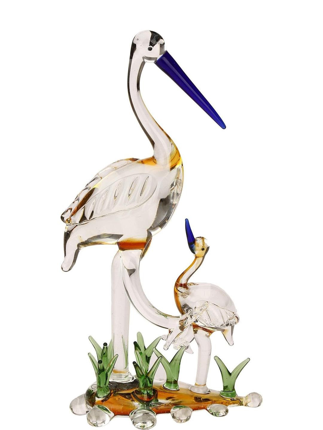 SOMIL Yellow & Blue Glass Bird Idol Showpiece