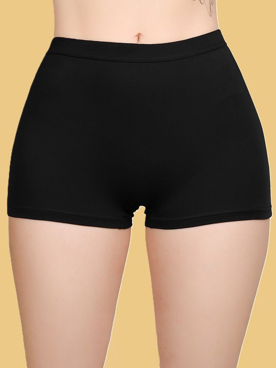 TrybeX Mid Rise Cotton Boy Shorts Briefs  SC-555-BLK-1