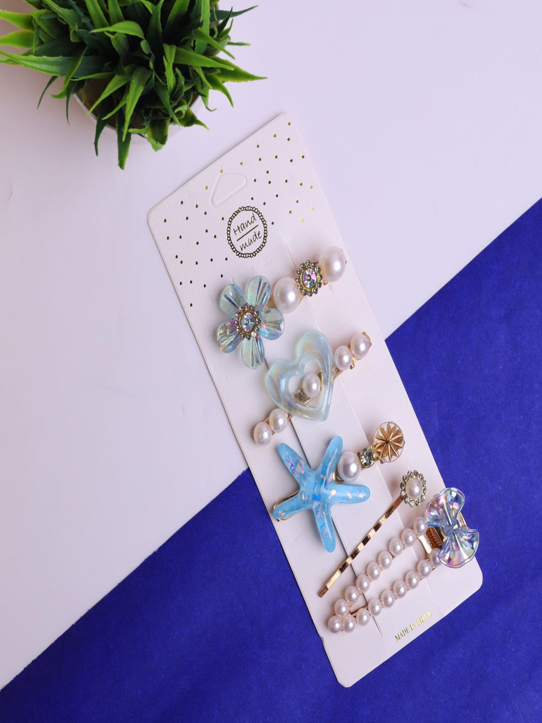 ANNA CREATIONS Women Set Of 5 Embellished  Korean Hair Accessory Set