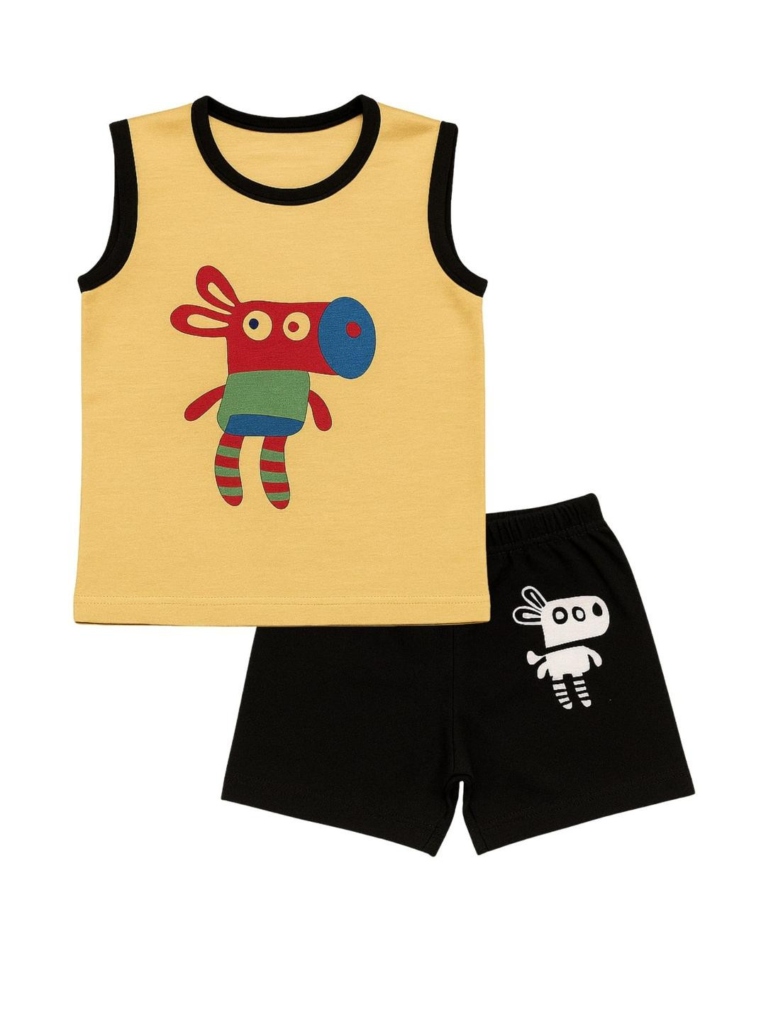 Covetus Kids Printed Sleeveless T-shirt With Shorts Clothing Set